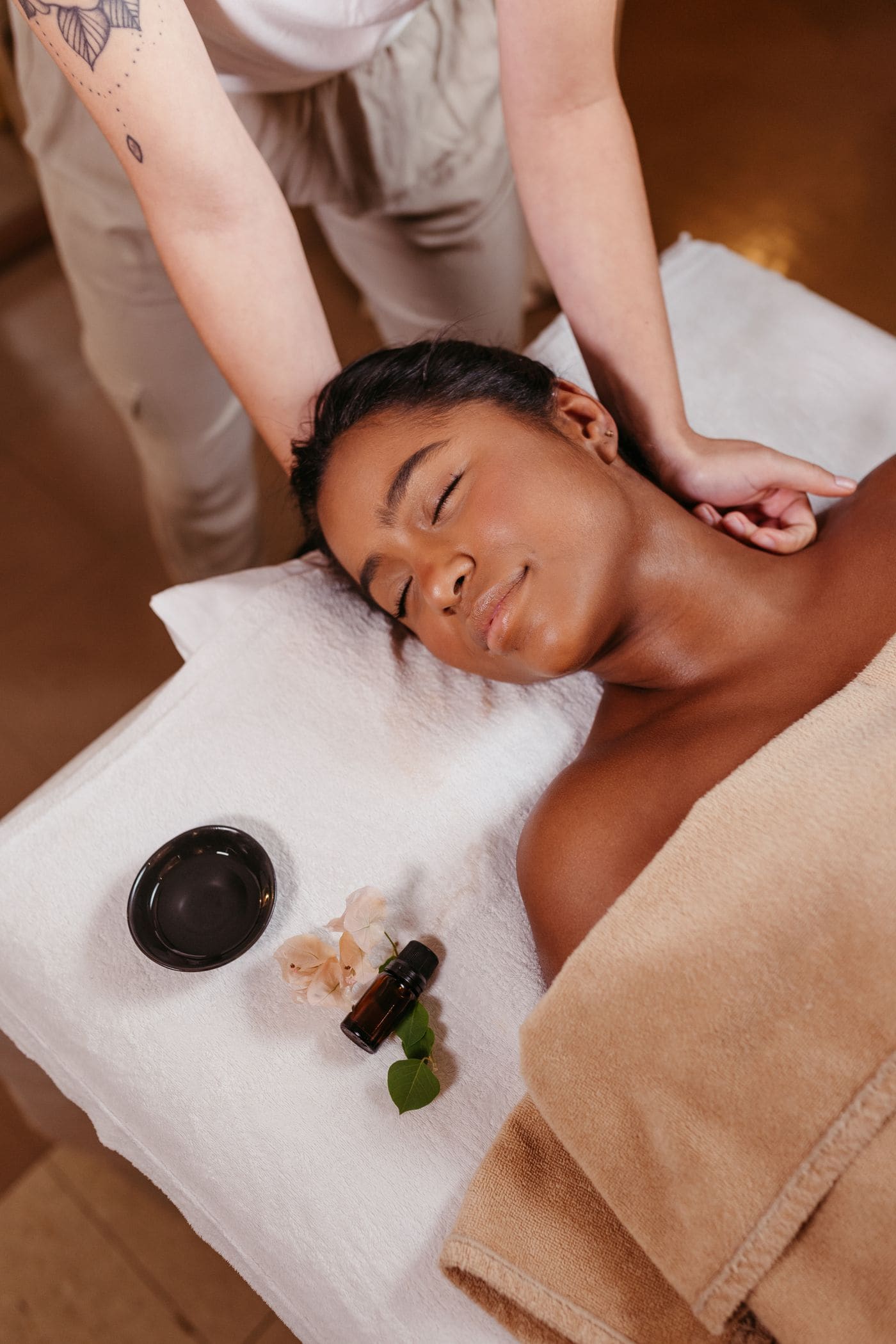 Guest receiving a neck massage