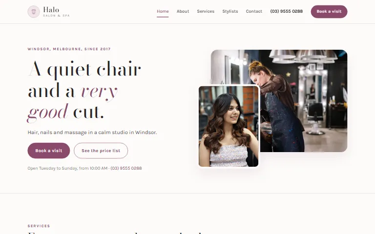 Halo Salon & Spa, a starting design